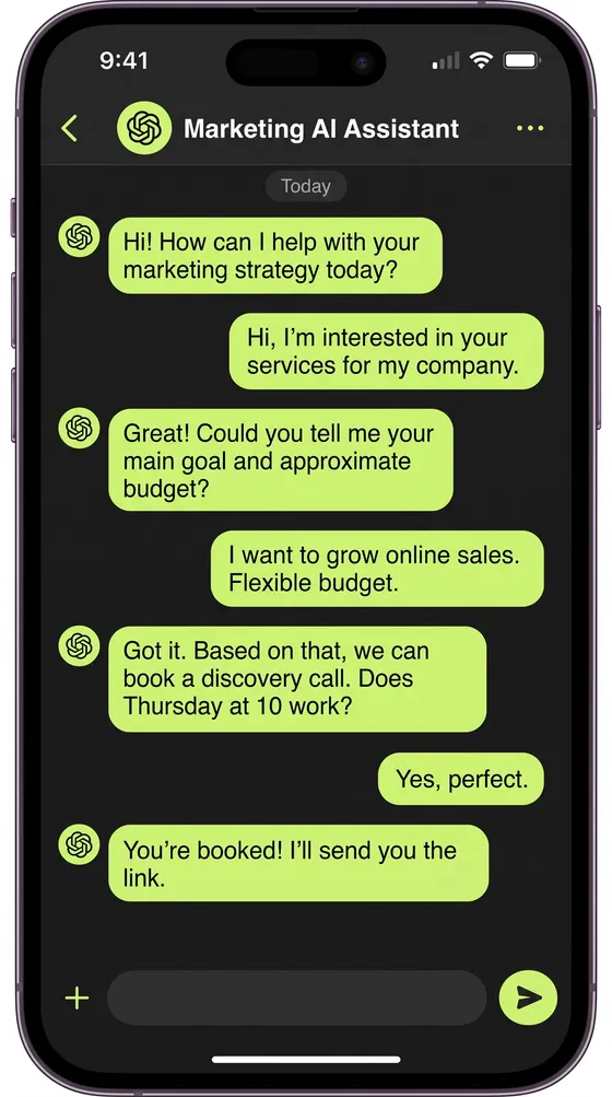 Example conversation with Jemba's assistant