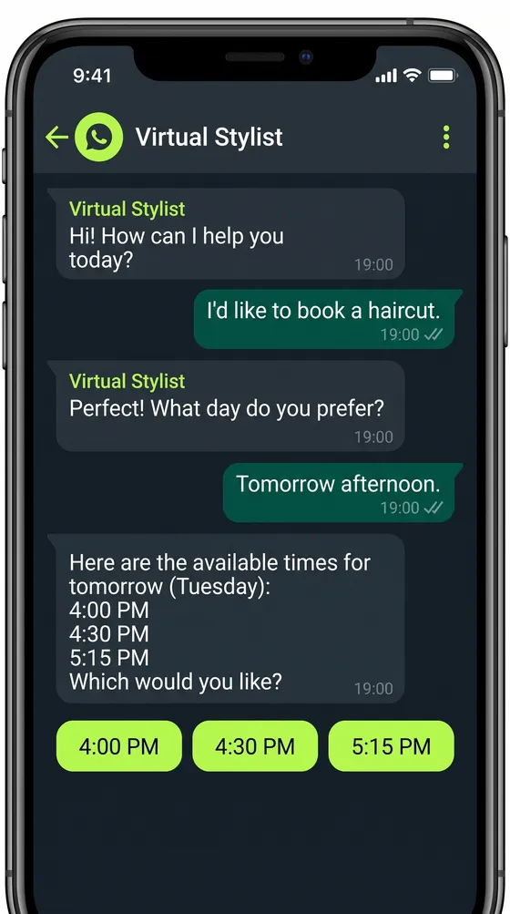 Example conversation with Jemba's assistant