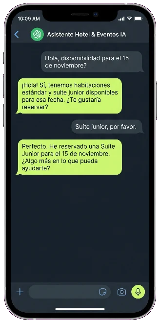 Ejemplo de conversación del asistente de Jemba