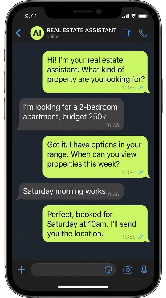 Example conversation with Jemba's assistant