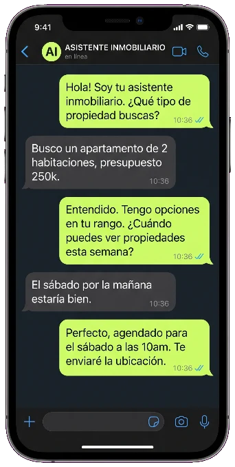 Ejemplo de conversación del asistente de Jemba